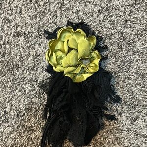 Elegant Black and chartreuse Flower pin